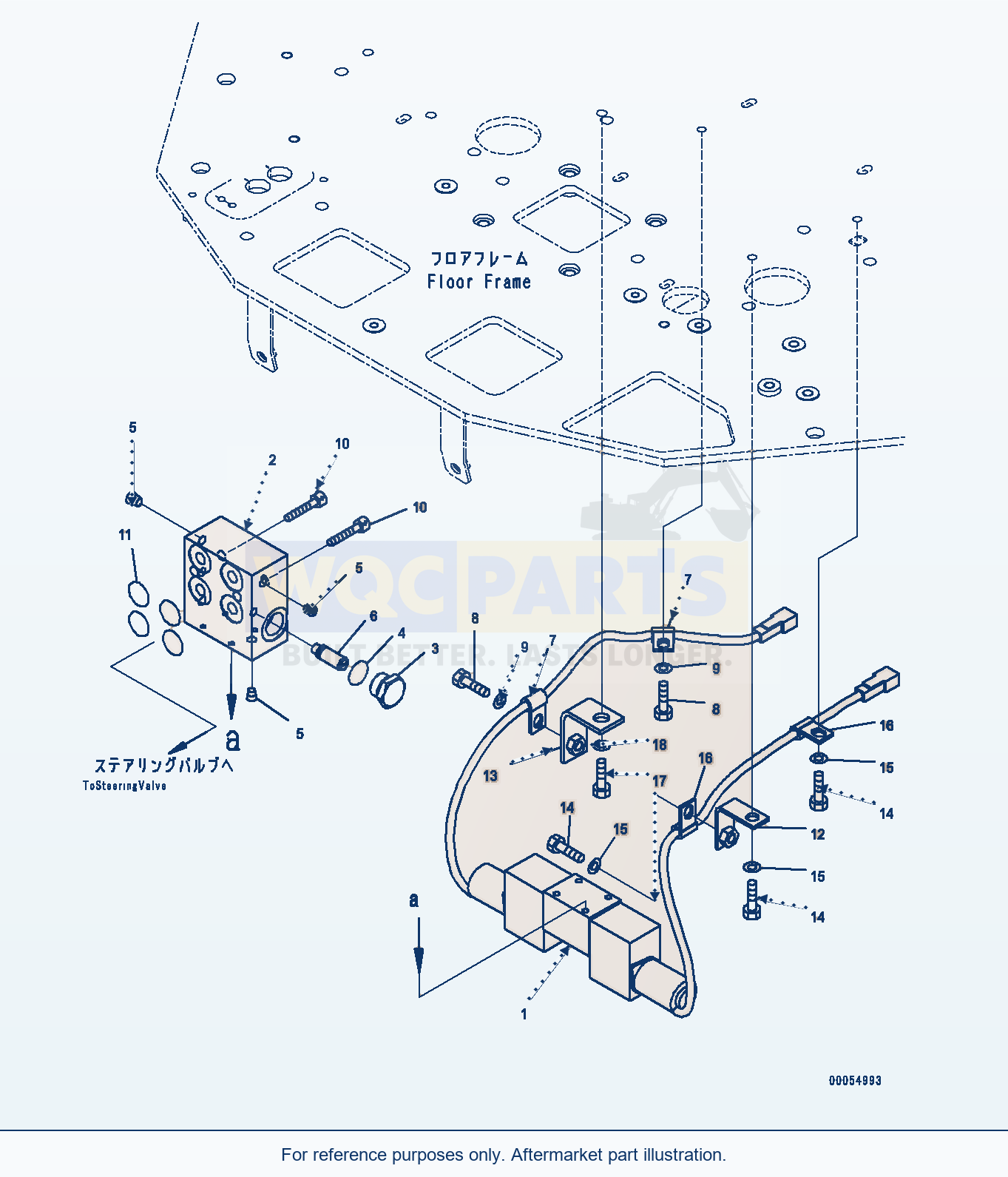 Komatsu WA500-6 Floor, Steering Valve (#55425-) parts diagram