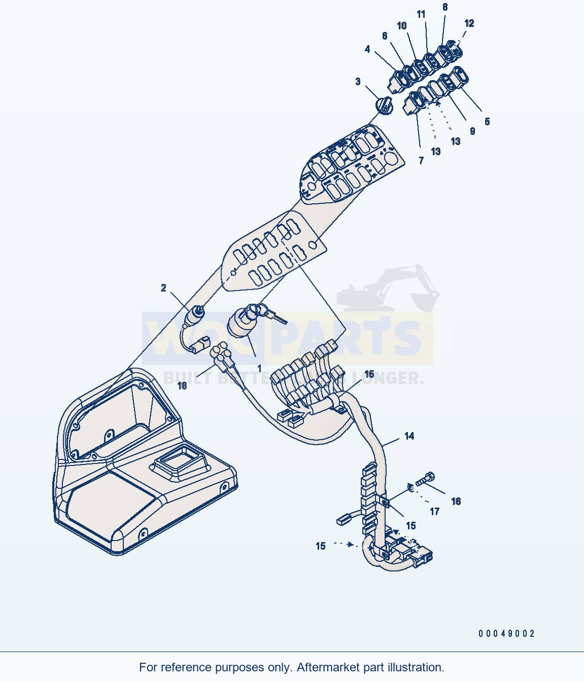 Komatsu WA500-6 Loader Control (Switch) (For Lever Steering) parts diagram