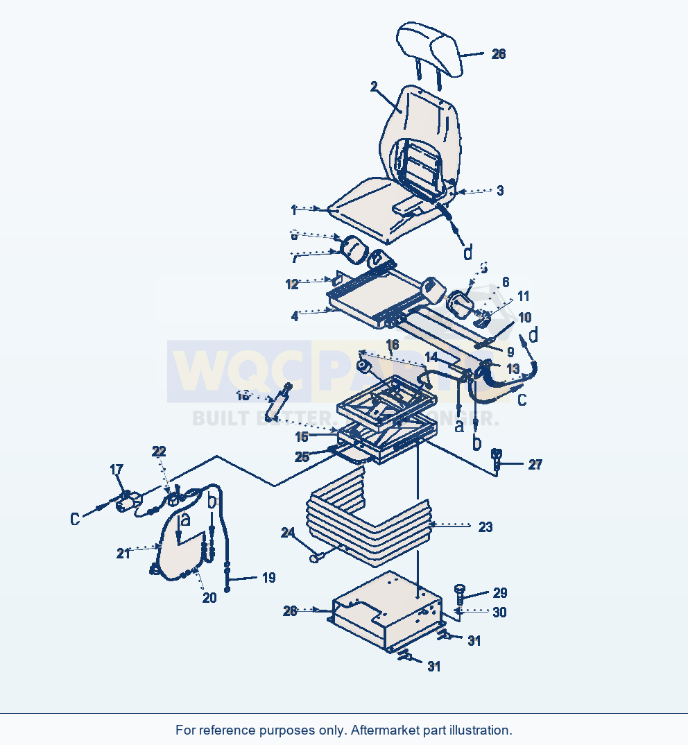 Komatsu WA500-6 Operator Seat Air Suspension parts diagram