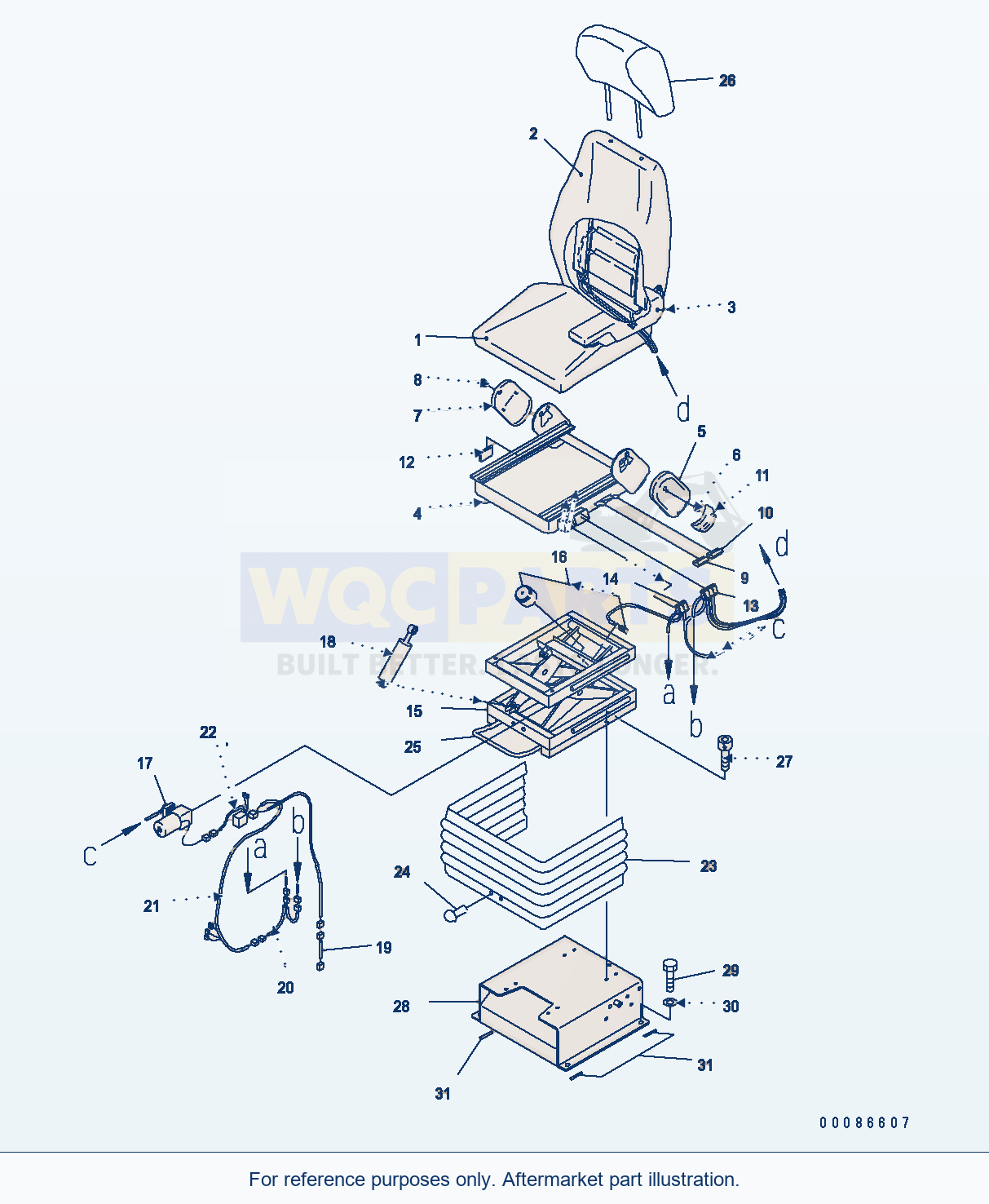 Komatsu WA500-6 Operators Seat (Air Suspension) parts diagram