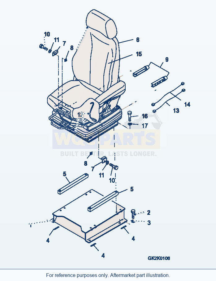 Komatsu WA500-6 Operators Seat (Heat) (For Joy Stick Steering) parts diagram