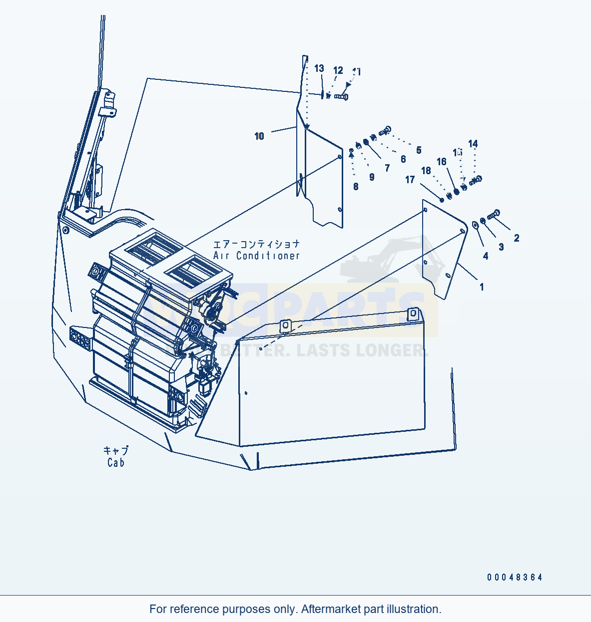 Komatsu WA500-6 Rops Cab (Air Conditioner) (Cover) parts diagram