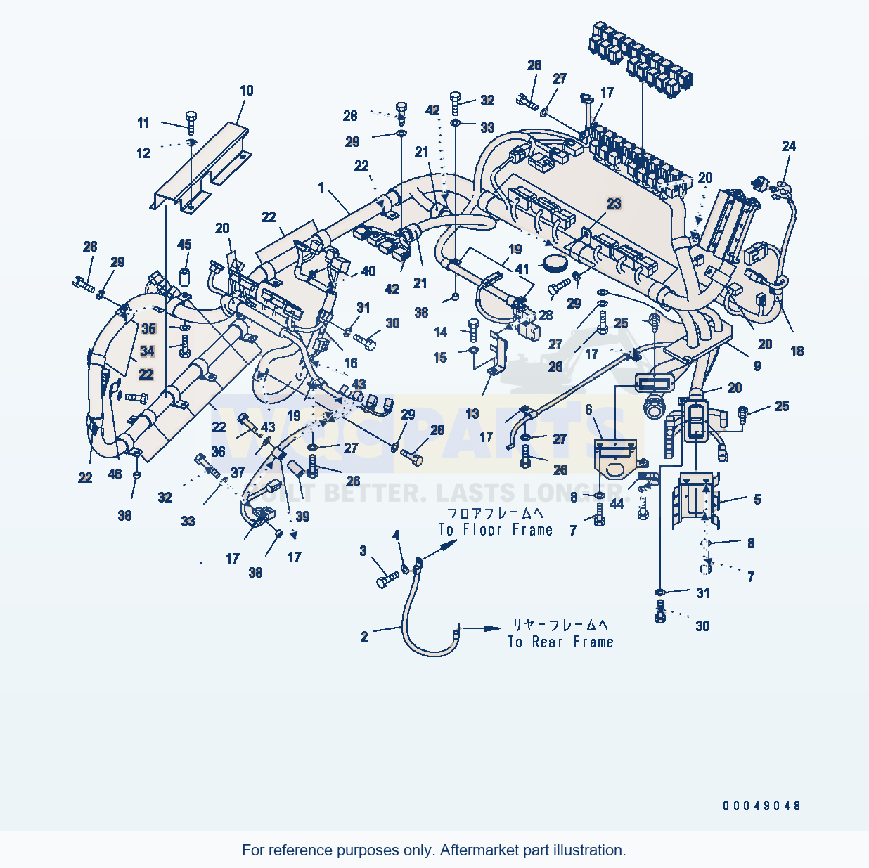 Komatsu WA500-6 Rops Cab (Floor Harness) parts diagram