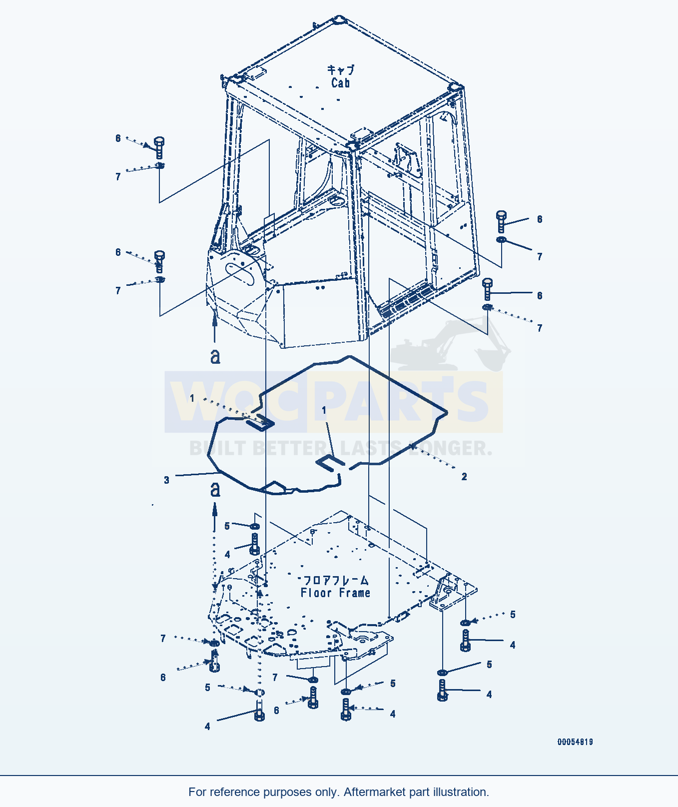 Komatsu WA500-6 Rops Cab, Floor Mounting (#55425-) parts diagram