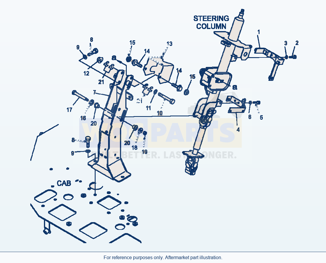 Komatsu WA500-6 Rops Cab Steering Column Mounting parts diagram