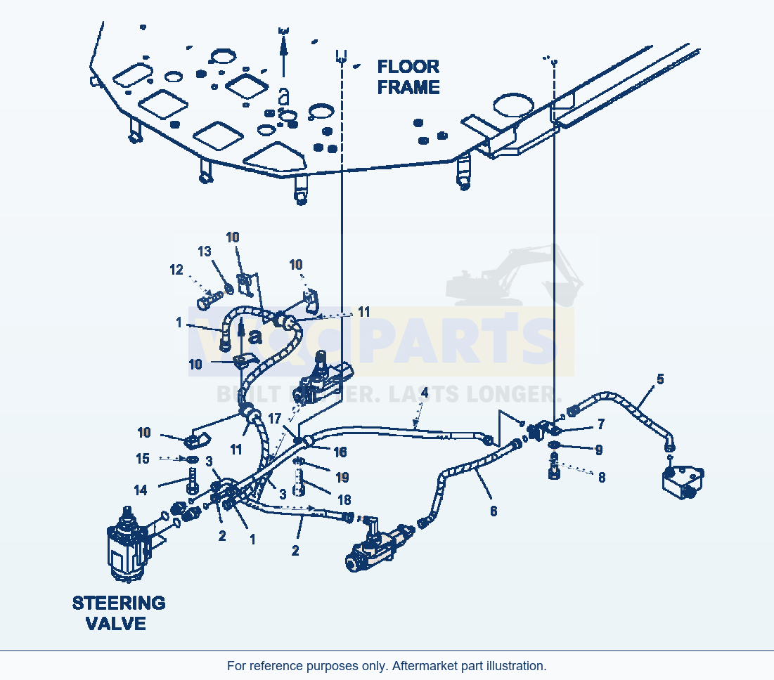 Komatsu WA500-6 Rops Cab Steering Hose parts diagram