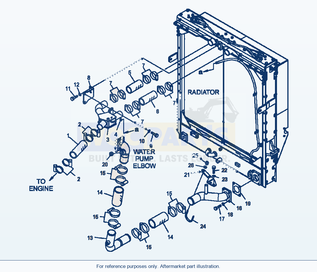 Komatsu WA500-6 Radiator Piping Upper And Lower Lines parts diagram