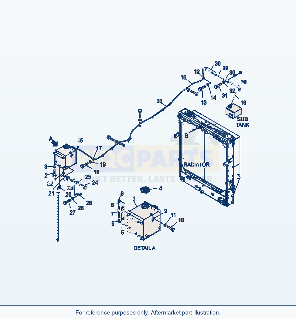 Komatsu WA500-6 Radiator Sub Tank And Piping parts diagram