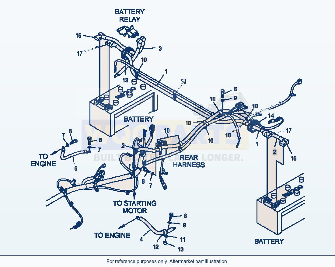 Komatsu WA500-6 Rear Harness Battery Wiring parts diagram