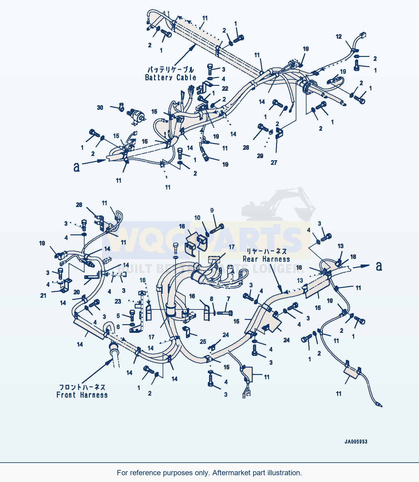 Komatsu WA500-6 Rear Wiring Harness, Mounting (#55425-) parts diagram