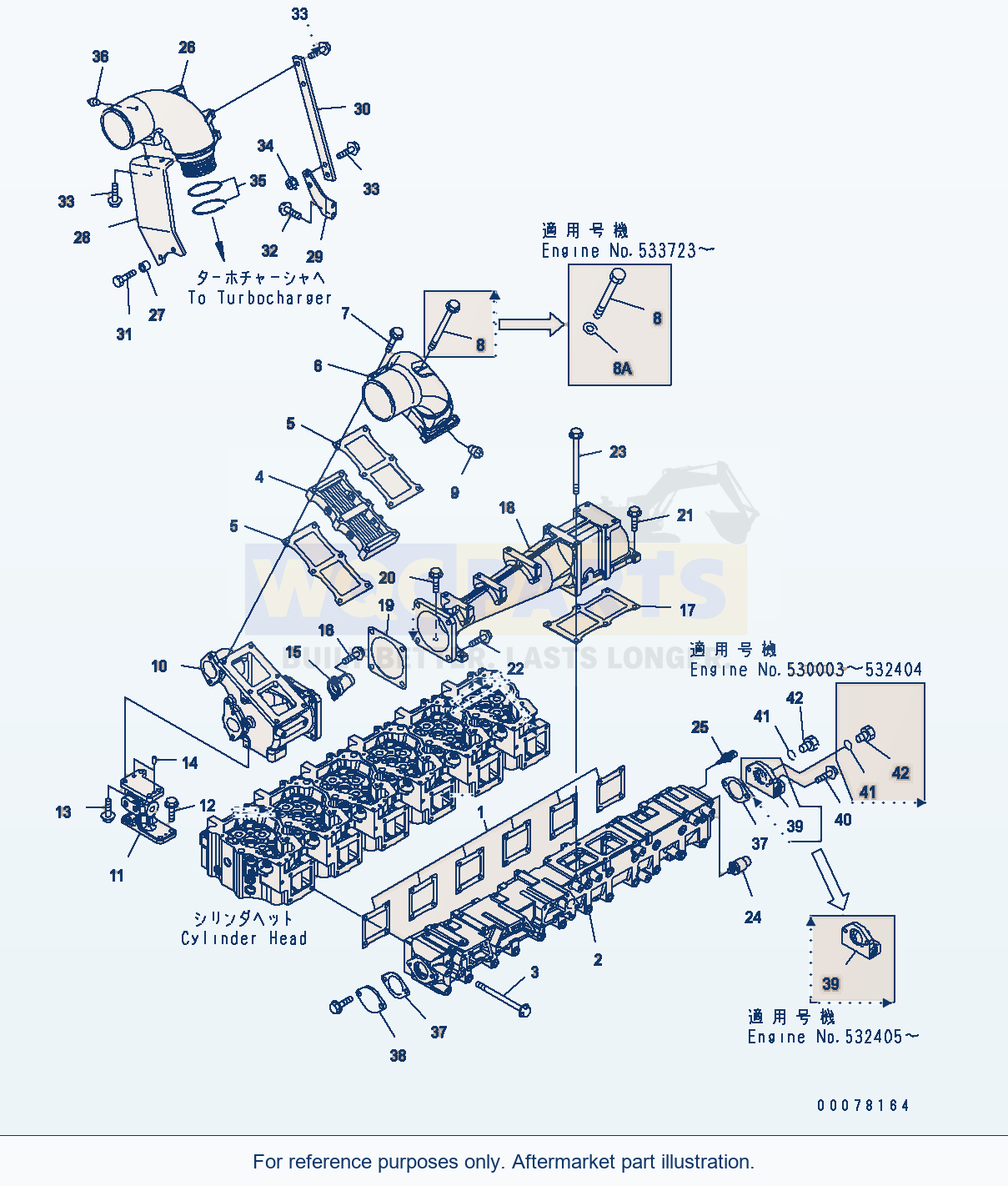 Komatsu WA500-6 Air Intake Manifold And Connection parts diagram