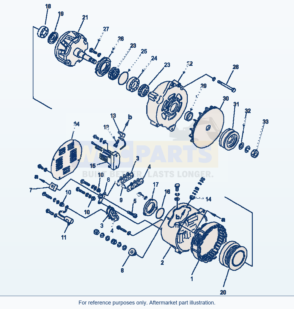 Komatsu WA500-6 Alternator - 75 A Hardened Hardened Pulley parts diagram