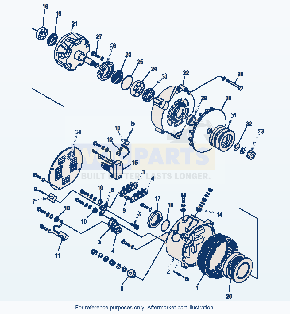 Komatsu WA500-6 Alternator - 75 Amp Non-Hardened Pulley parts diagram