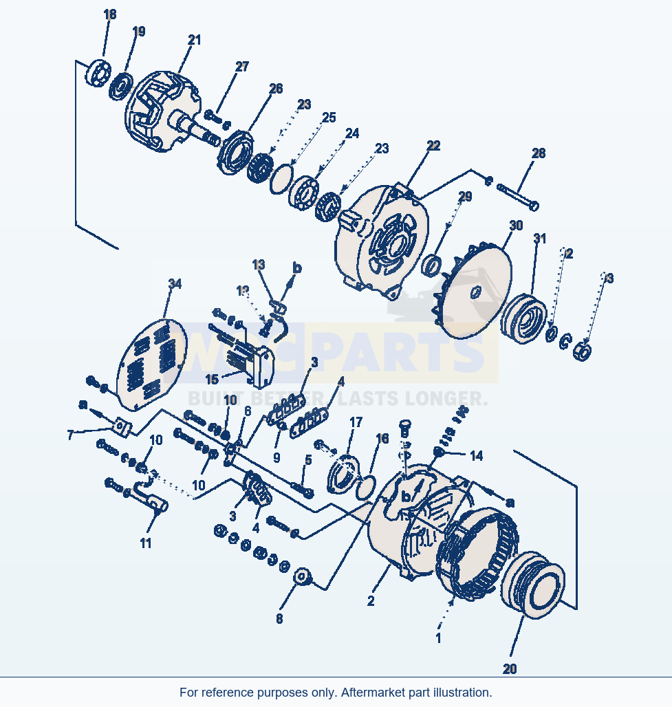 Komatsu WA500-6 Alternator - 75 Amp With Hardened Pulley parts diagram