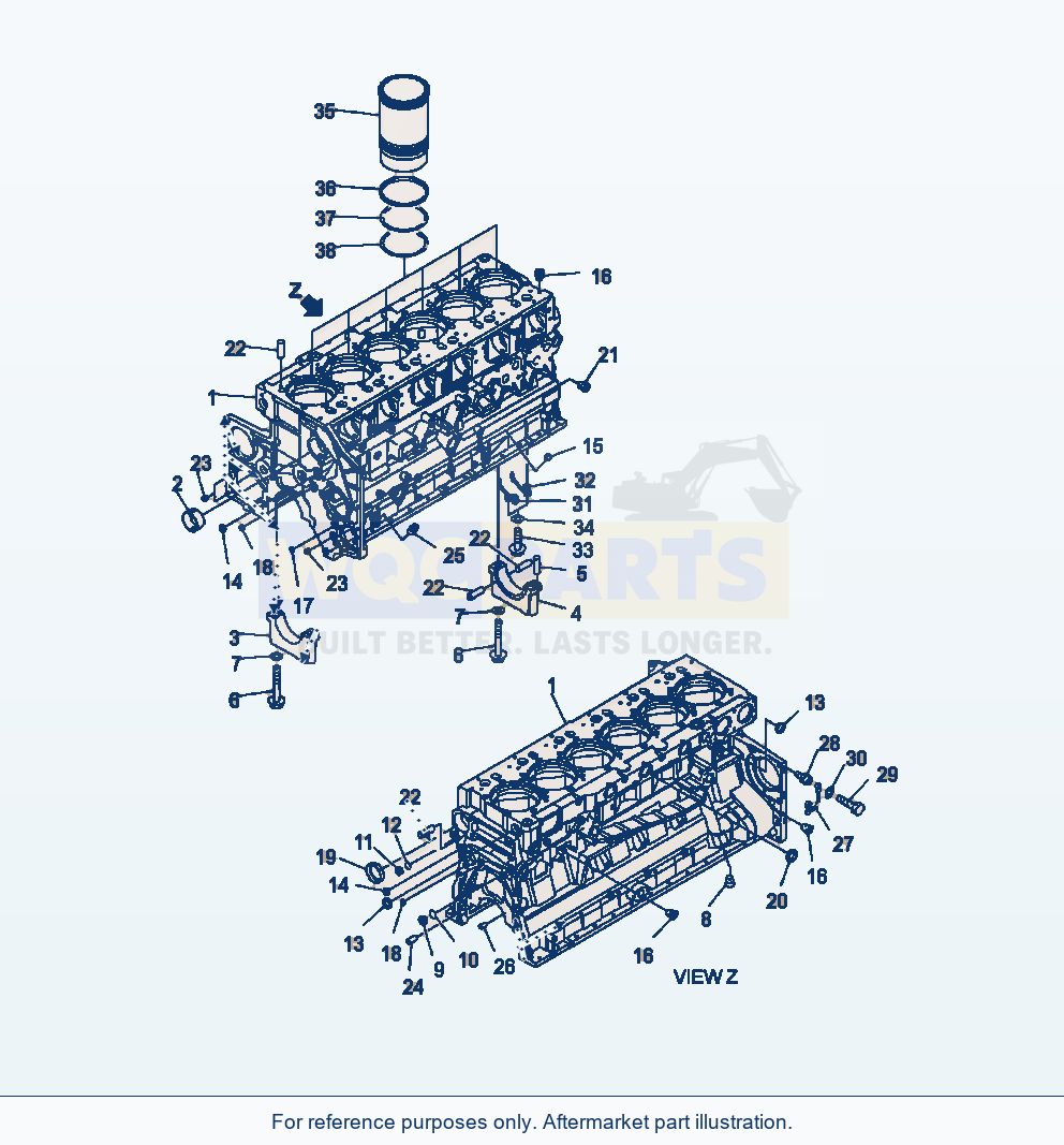 Komatsu WA500-6 Cylinder Block Serial A93001-UP parts diagram
