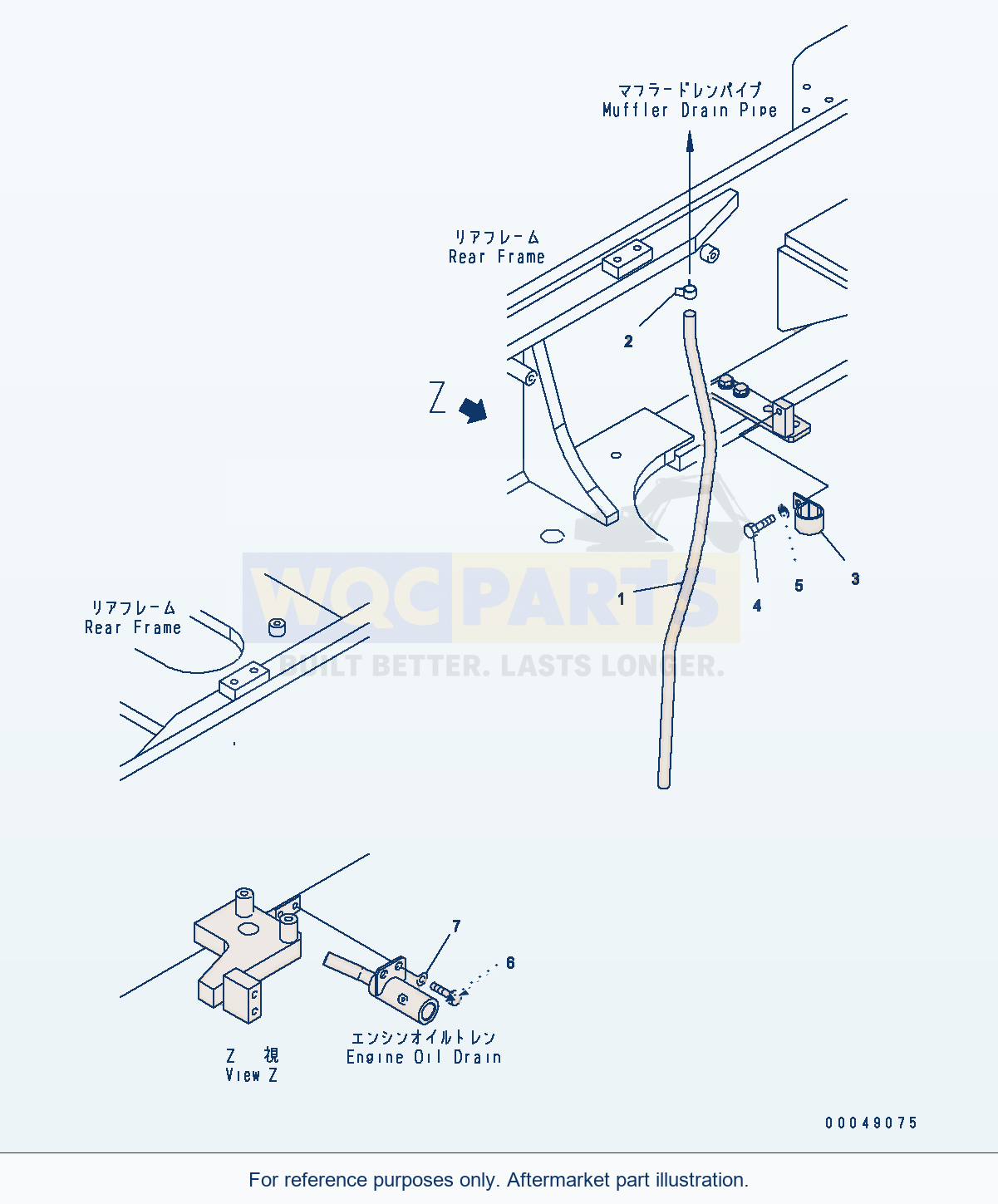 Komatsu WA500-6 Engine Mounts Drain Line parts diagram