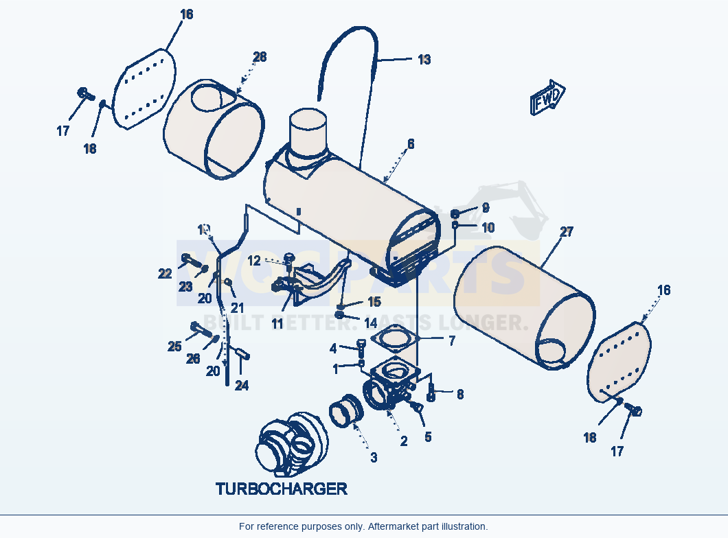 Komatsu WA500-6 Muffler parts diagram