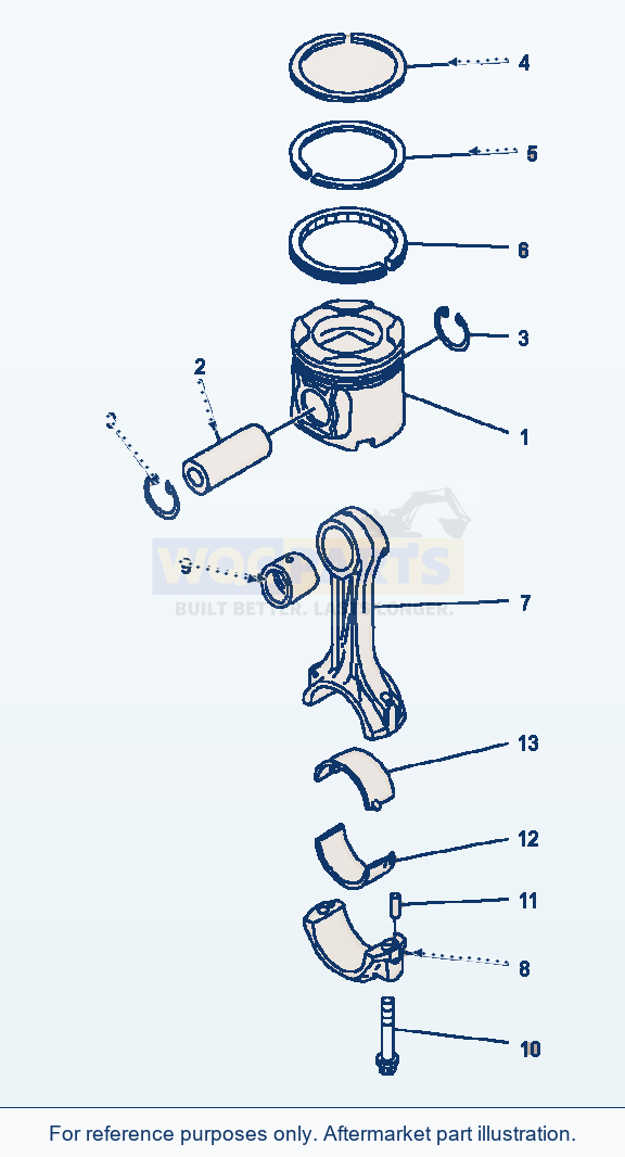 Komatsu WA500-6 Piston And Connecting Rod Serial A92001-A93000 parts diagram