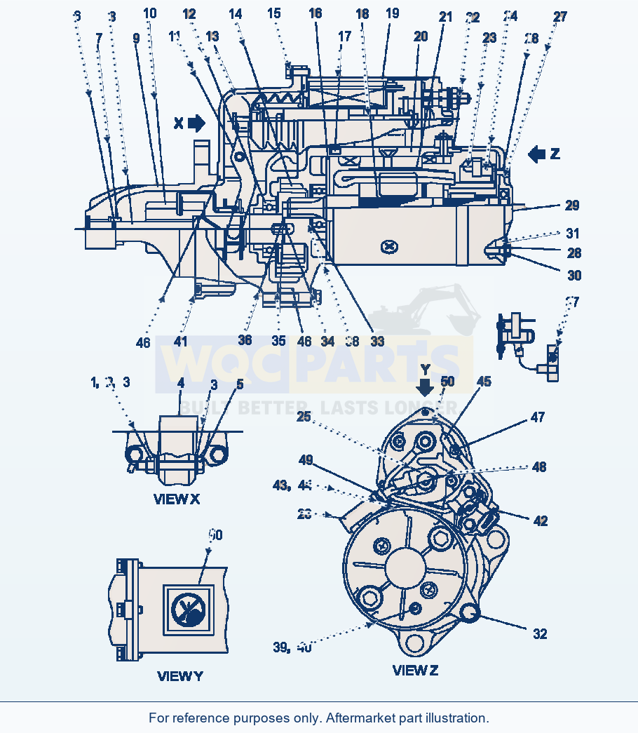 Komatsu WA500-6 Starting Motor (11 Kw) Serial A92001-A93000 parts diagram