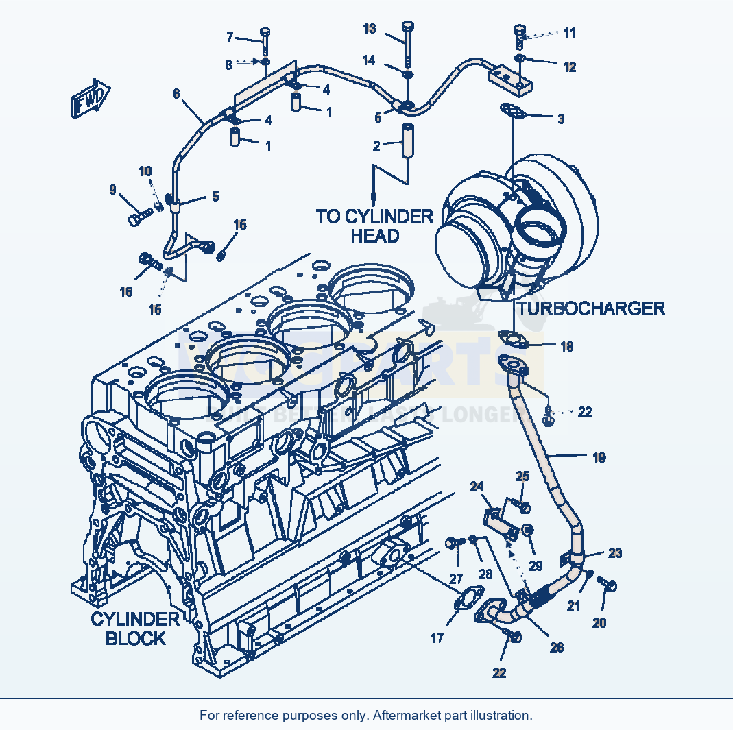 Komatsu WA500-6 Turbocharger Piping Serial A93001-UP parts diagram