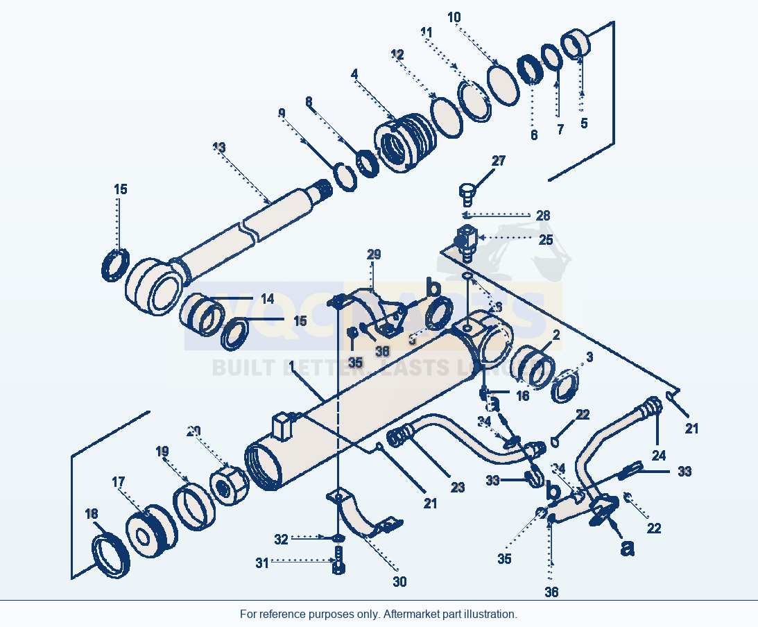 Komatsu WA500-6 L.H. Steering Cylinder parts diagram