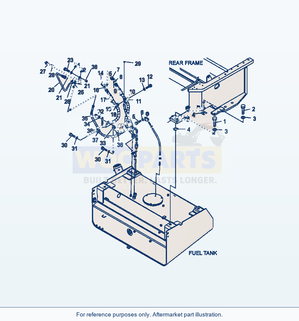 Komatsu WA500-6 Fuel Tank Mounting parts diagram