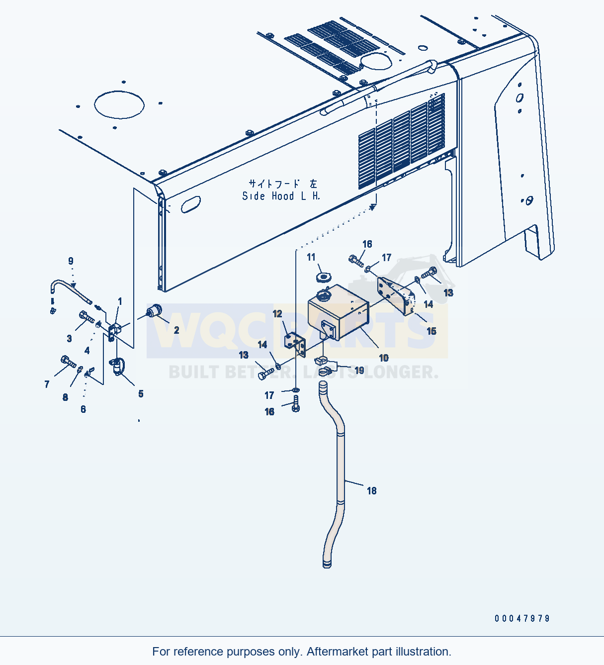 Komatsu WA500-6 Hood Door (Dust Indicator And Sub Tank) parts diagram