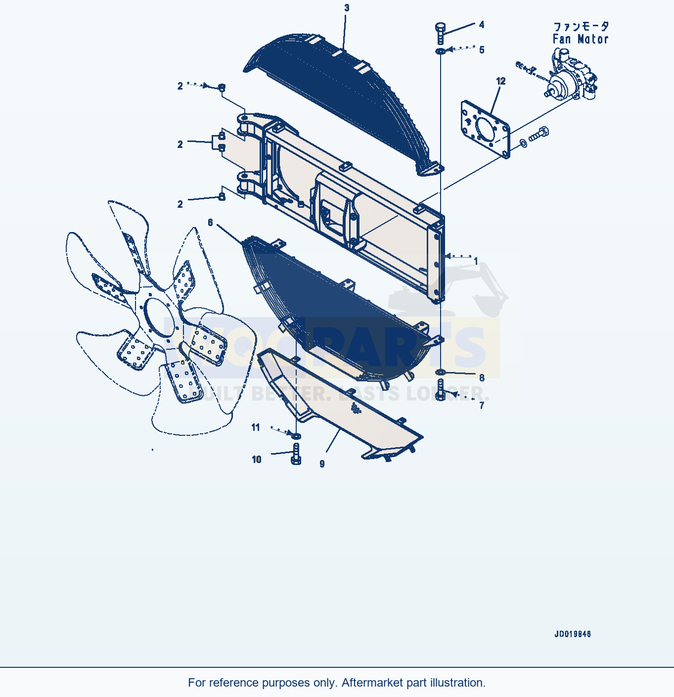 Komatsu WA500-6 Hood Door, Fan Guard (#55425-) parts diagram