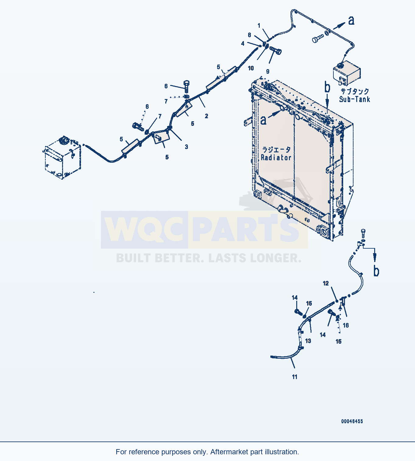 Komatsu WA500-6 Hood Door, Sub-Tank Piping (#55425-) parts diagram