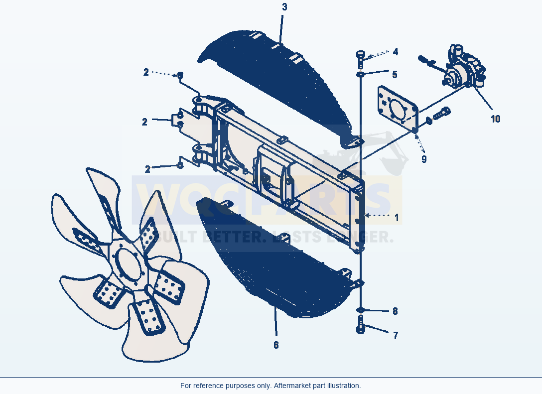 Komatsu WA500-6 Radiator Guard Fan Guard And Fan Motor parts diagram
