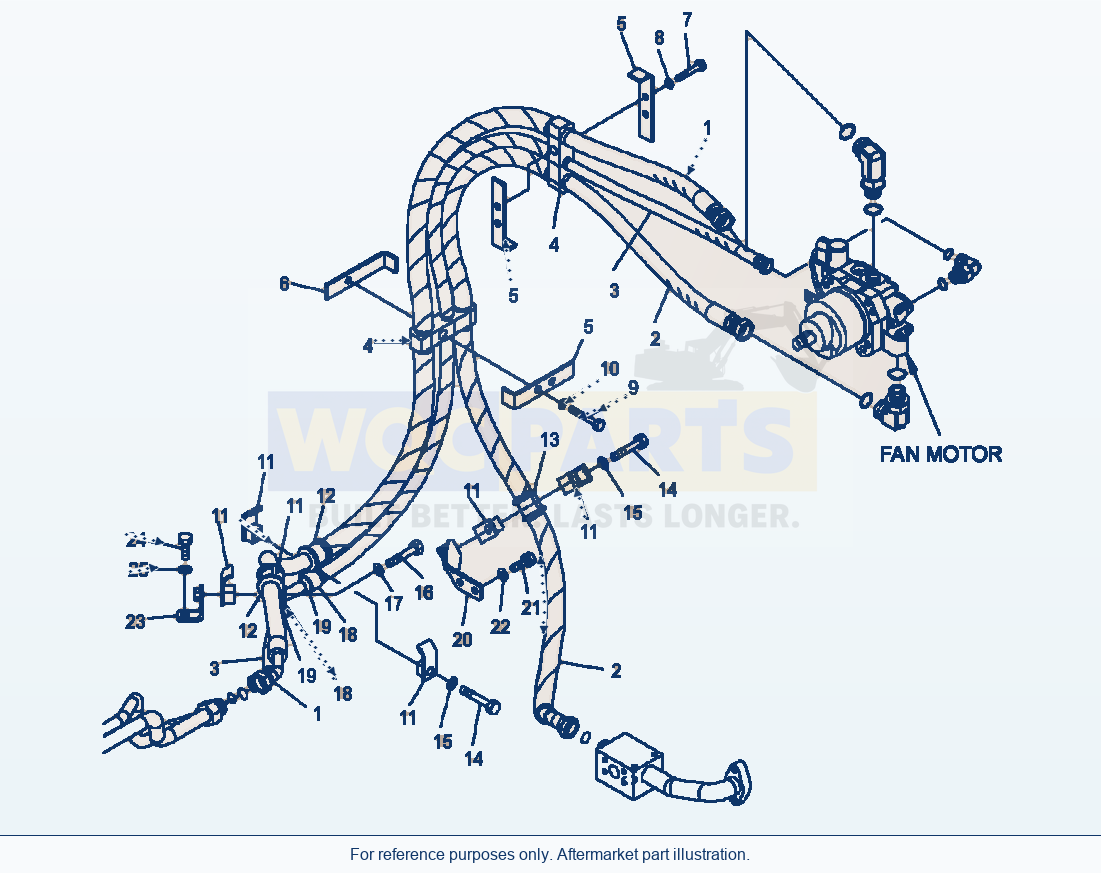 Komatsu WA500-6 Fan Drive Piping Serial A92001-A93000 parts diagram