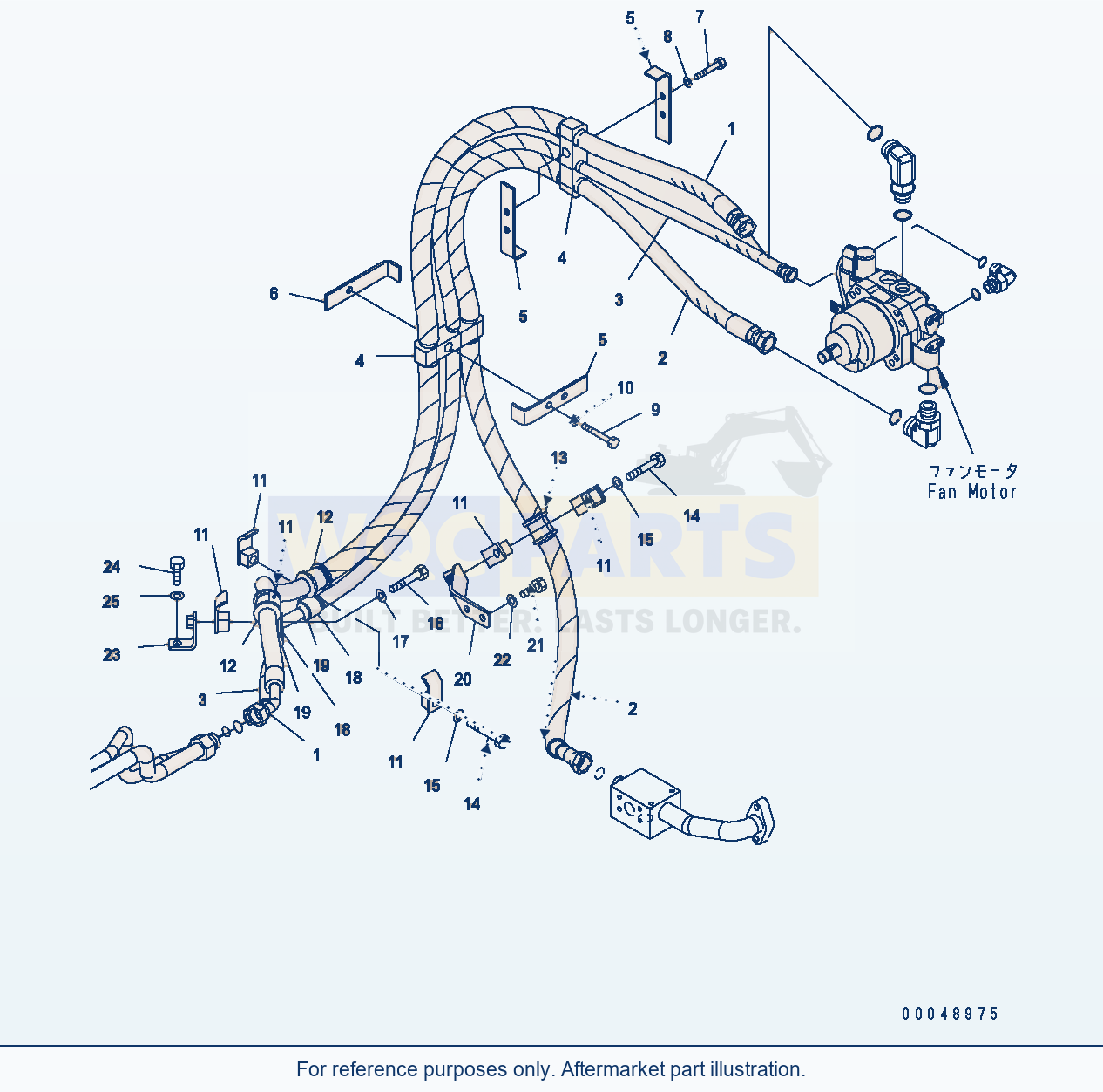 Komatsu WA500-6 Fan Drive Piping Serial H60051 - UP parts diagram