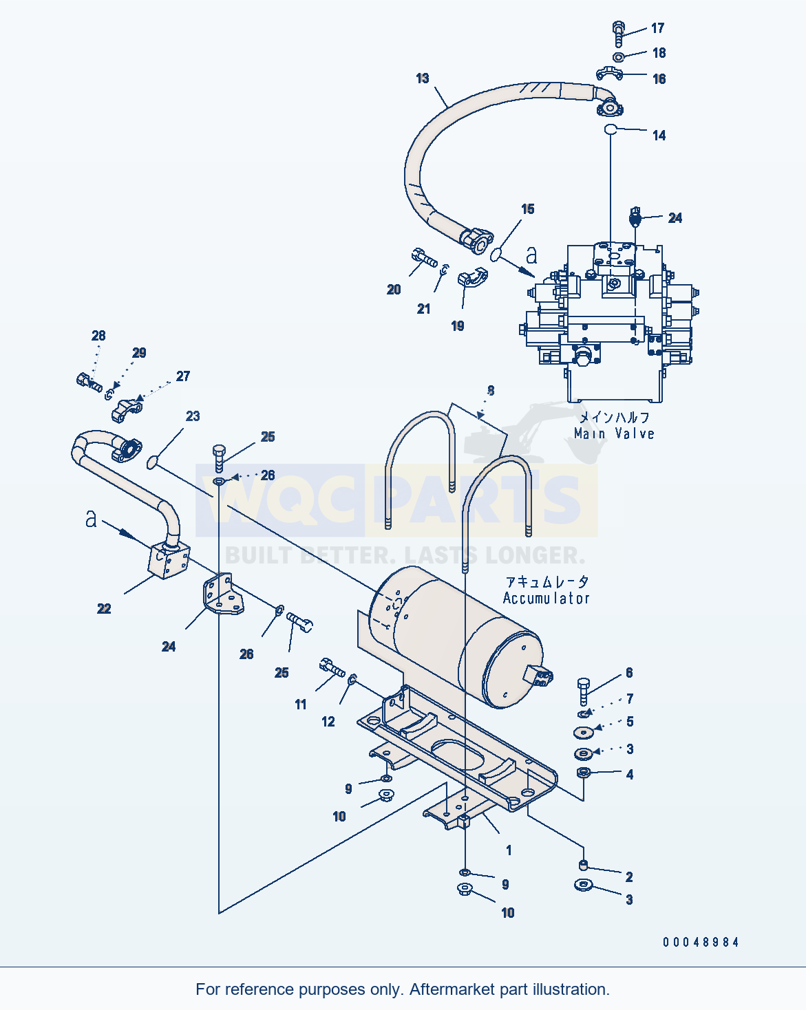 Komatsu WA500-6 Hydraulic Piping (Accumulator Mounting Parts) parts diagram