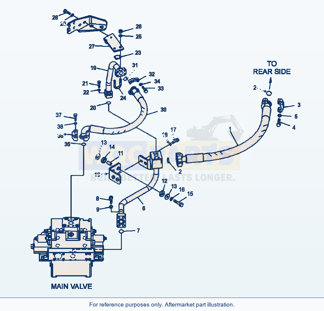 Komatsu WA500-6 Hydraulic Piping Delivery Line parts diagram