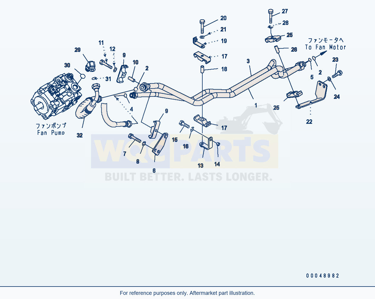 Komatsu WA500-6 Hydraulic Piping (Fan Pump To Fan Motor Line) parts diagram