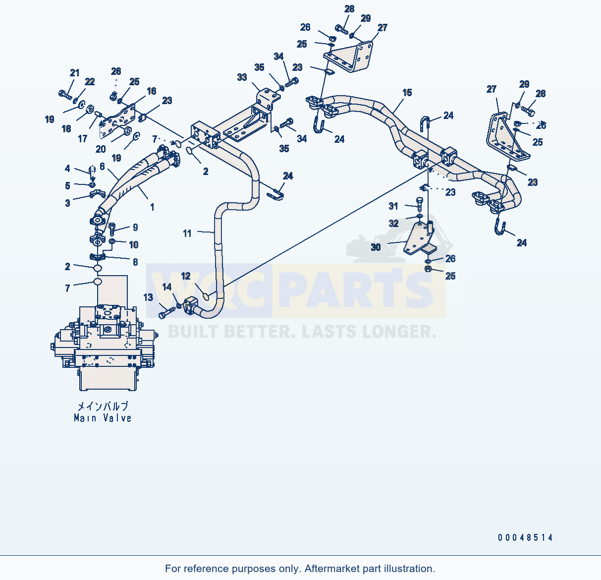Komatsu WA500-6 Hydraulic Piping (Lift Cylinder Bottom Line) parts diagram