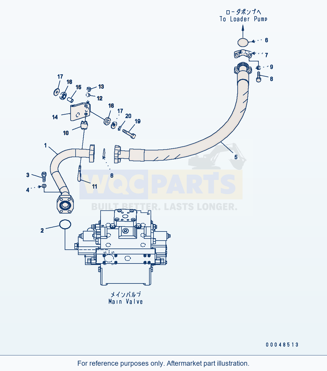 Komatsu WA500-6 Hydraulic Piping (Return Line) parts diagram