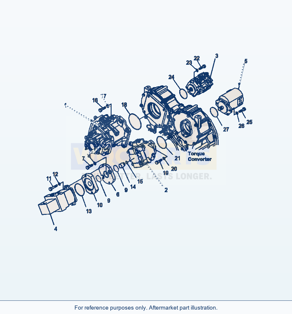 Komatsu WA500-6 Hydraulic Pumps Mounting parts diagram