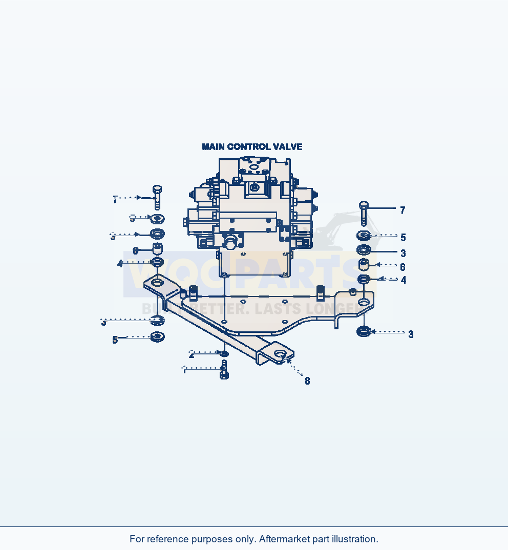 Komatsu WA500-6 Main Control Valve Mounting parts diagram