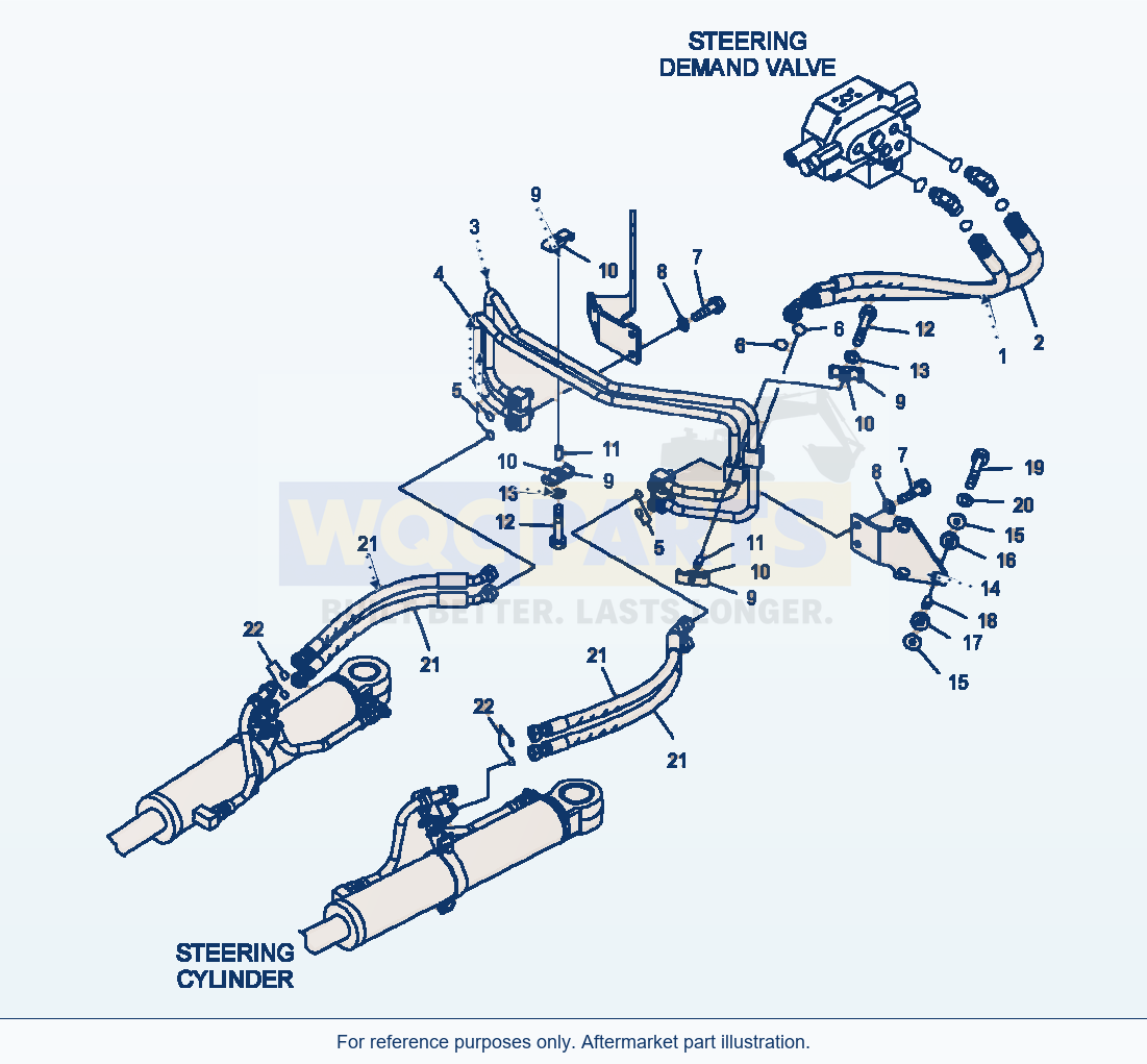 Komatsu WA500-6 Steering Hydraulic Line Cylinder Piping parts diagram