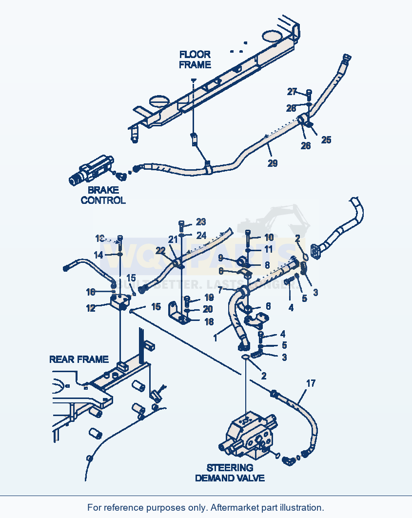 Komatsu WA500-6 Steering Hydraulic Line Return Line parts diagram
