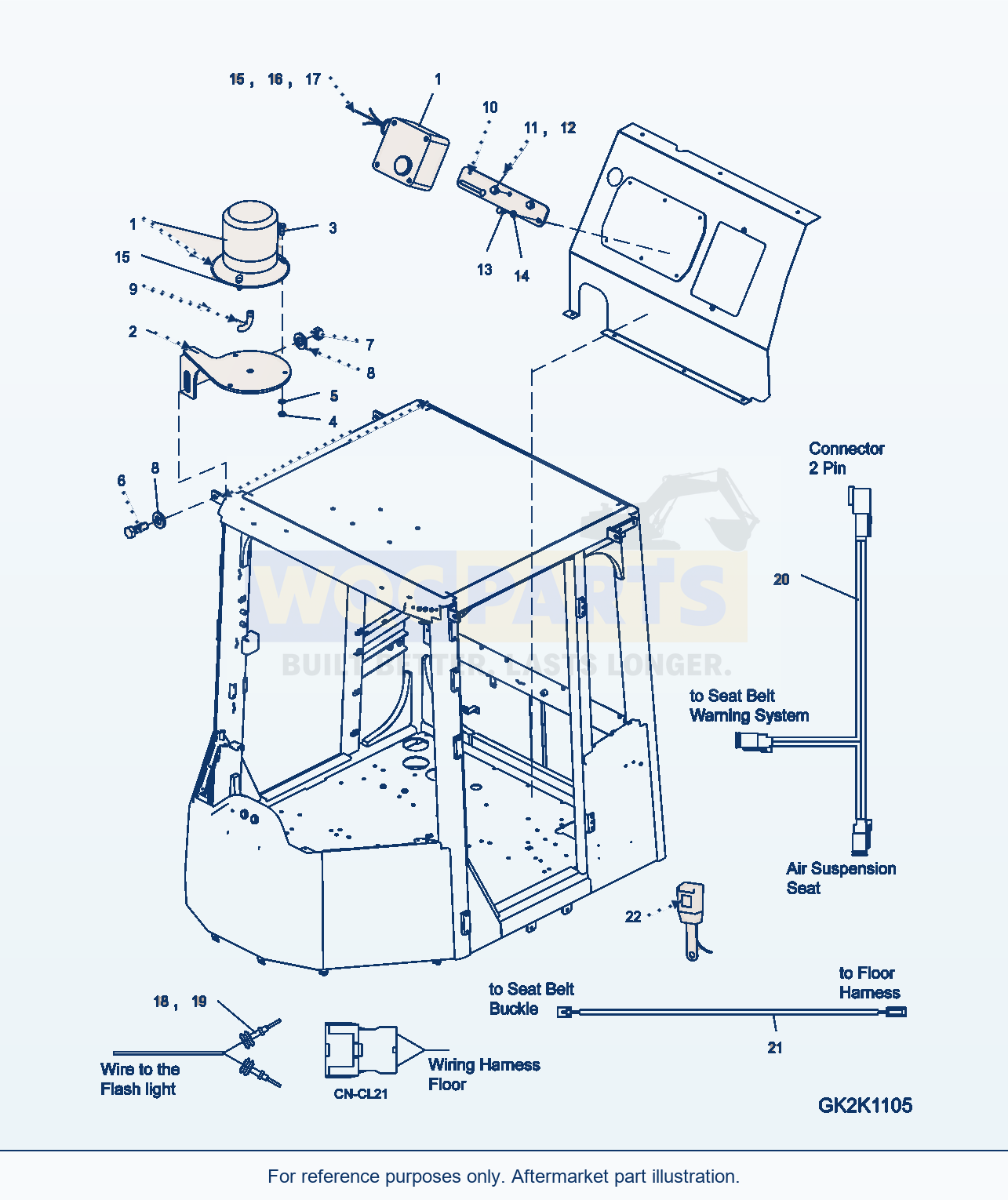 Komatsu WA500-6 Seat Belt (Warning Alarm) parts diagram