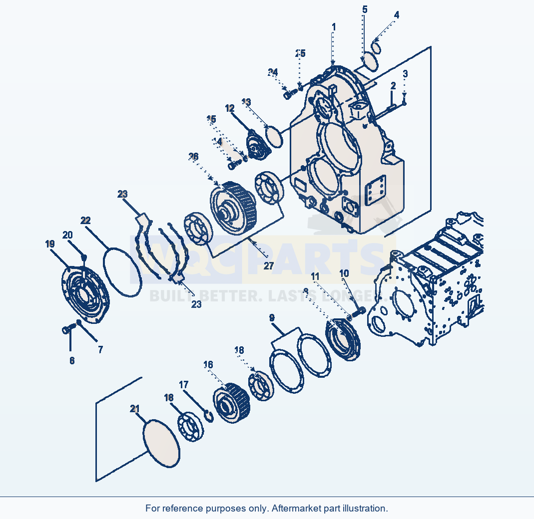 Komatsu WA500-6 Transmission Transfer Case Serial A93001-UP parts diagram