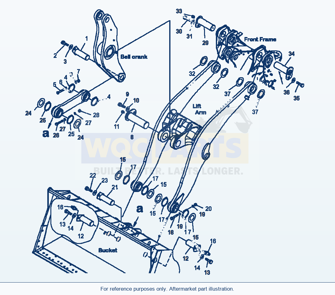 Komatsu WA500-6 Boom And Bell Crank Mounting Serial A93001-UP parts diagram