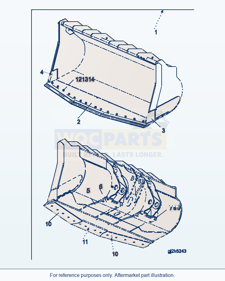 Komatsu WA500-6 Bucket (Typ C-R-Rock-Sp) (5.3Cbm) (With Boc) parts diagram