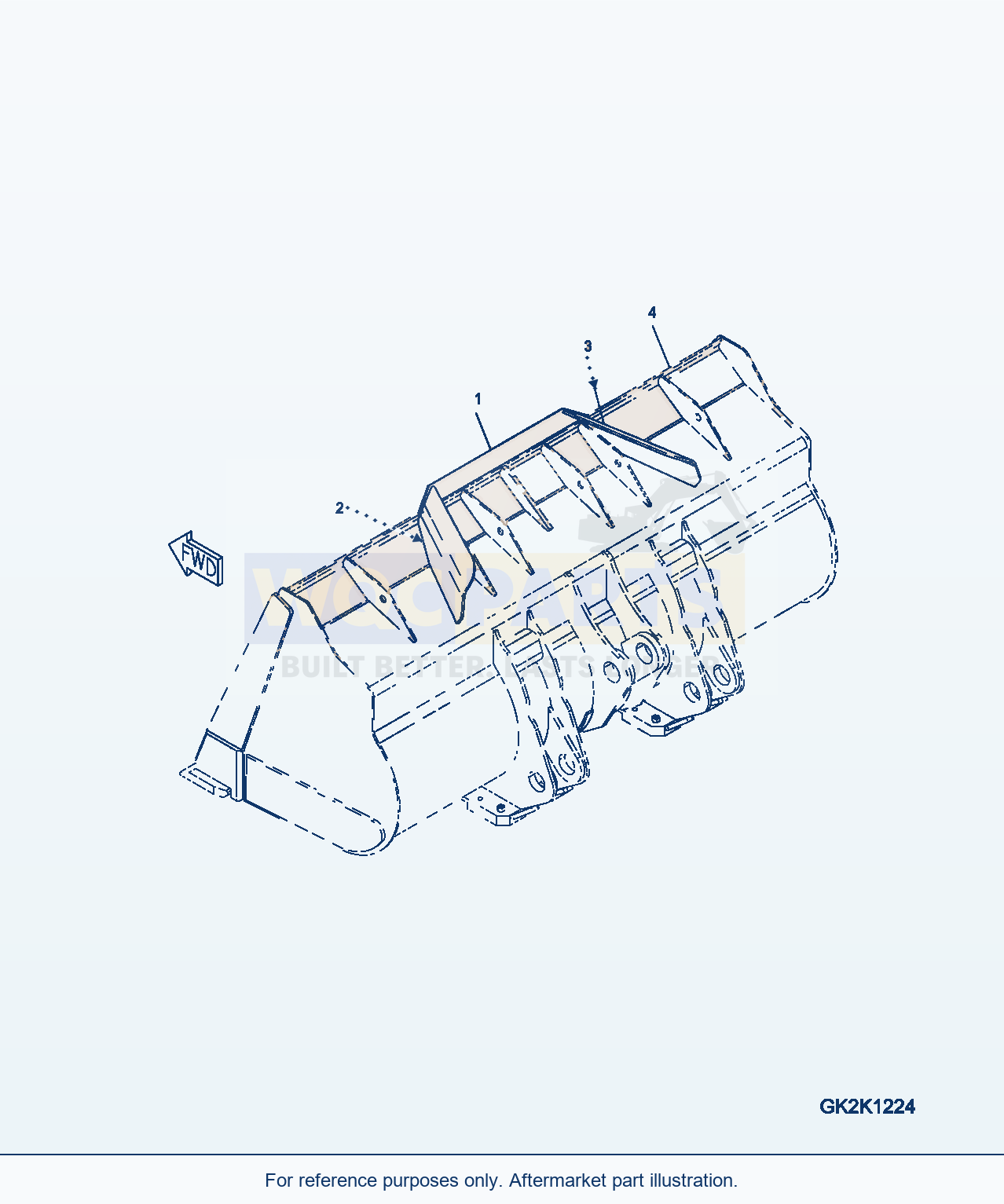 Komatsu WA500-6 Bucket (With Spill Guard) (Code: S72) parts diagram