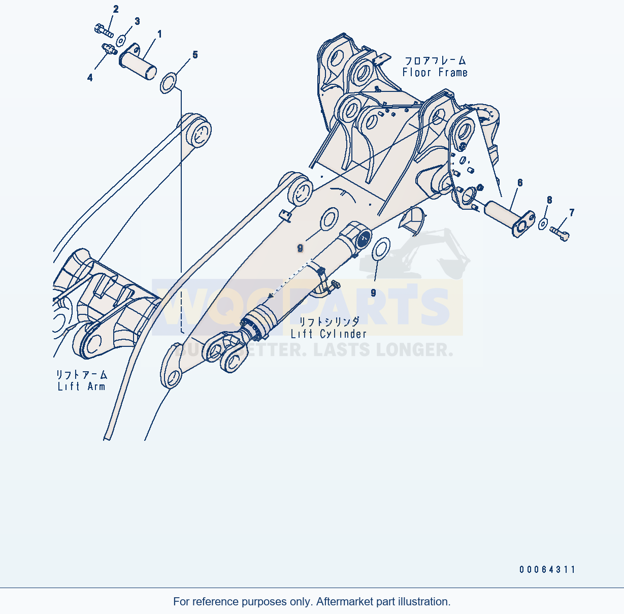 Komatsu WA500-6 Lift Cylinder (Mounting Part) parts diagram