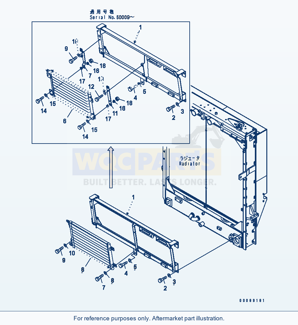 Komatsu WA500-6R Radiator (Air Conditioner Condenser)(#60001-) parts diagram