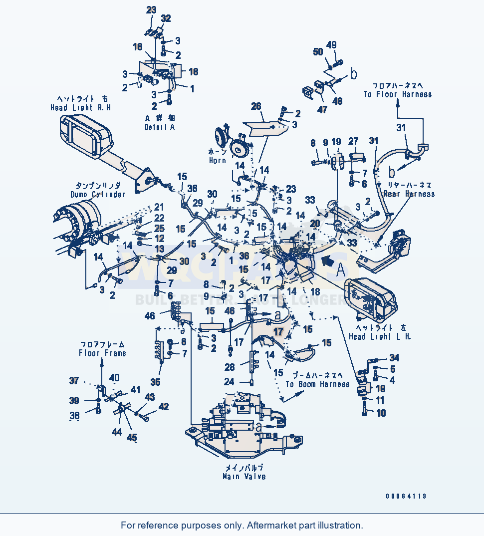 Komatsu WA500-6R Front Harness (For 3-Spool Valve)(#60001-) parts diagram
