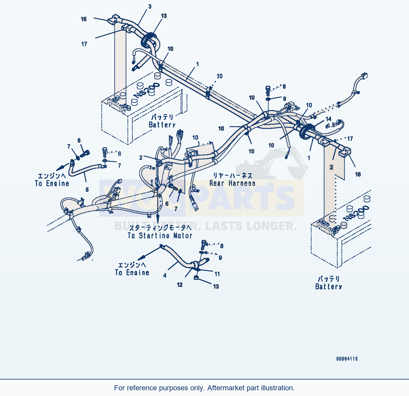 Komatsu WA500-6R Rear Wiring Harness, Battery Cable (#60010-) parts diagram